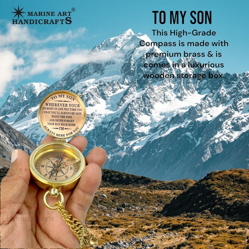 MAH Brass Compass Gift – to My Son Never Forget That I Love You, Sentimental Keepsake Gift from Mom Dad & Grandparents for Graduation, Baptism, Confirmation, Communion, Birthday, Back to School Best Gift - Image 2